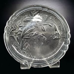 7" Floral Glass Dessert Plate Scalloped Serving Plate Cake Pie Appetizer